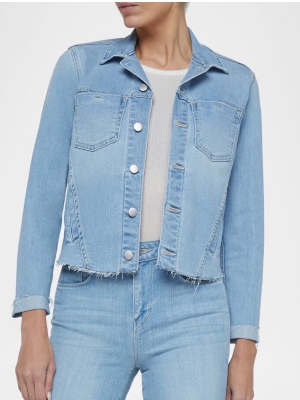 NWT L’agence Janelle Slim Cropped light wash denim jacket